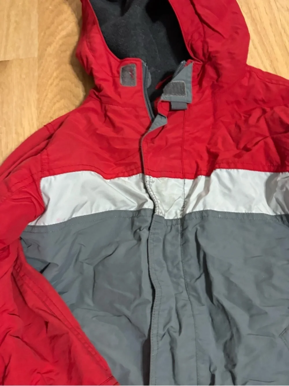 Gap Full Zip Hooded Jacket Small Windbreaker Winter Coat Red Gray